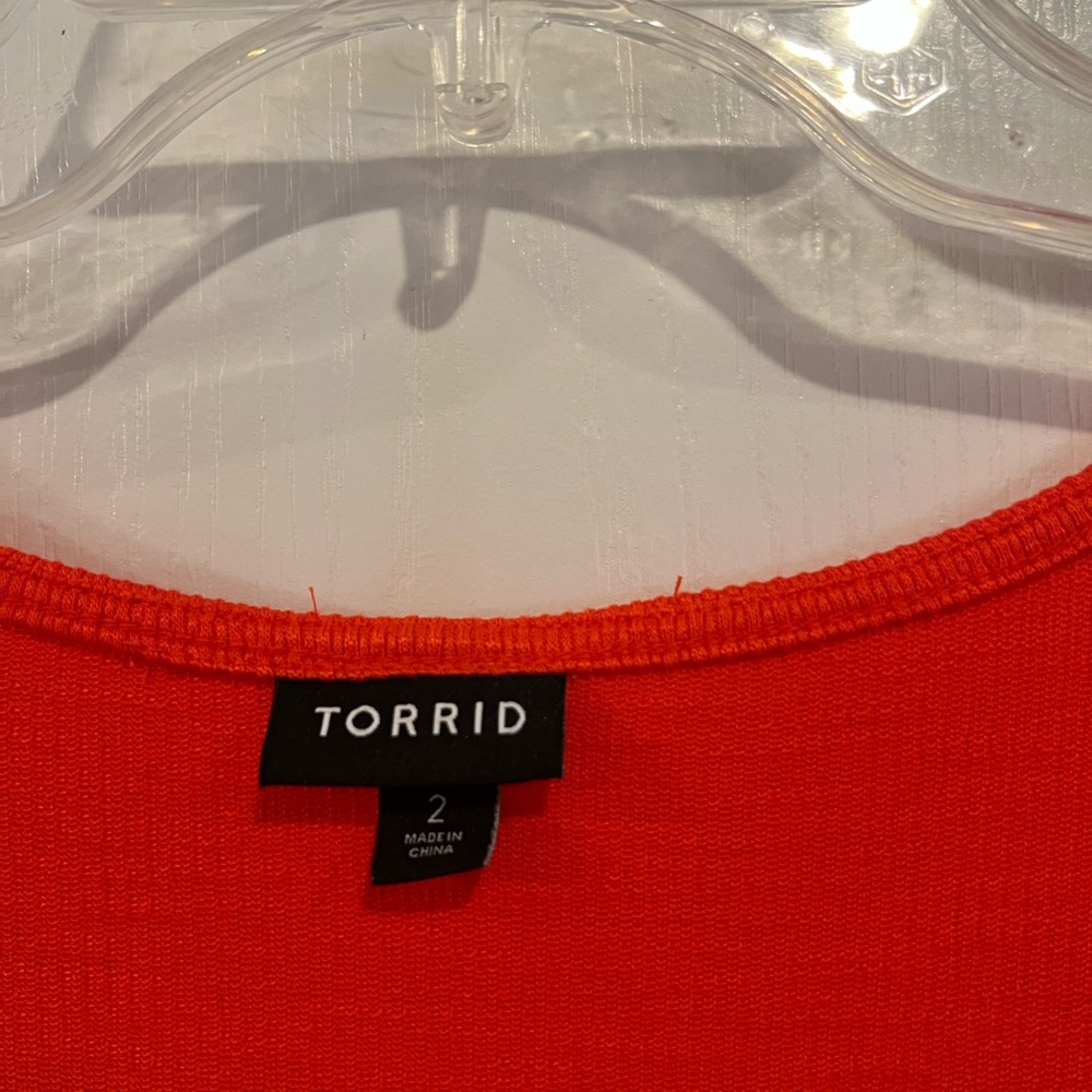 Torrid orange Mini Slub Rib Fluted Dress. Plus size 2 - Picture 4 of 9